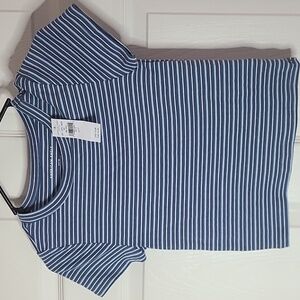 Kids small short sleeve shirt blue and white stripped